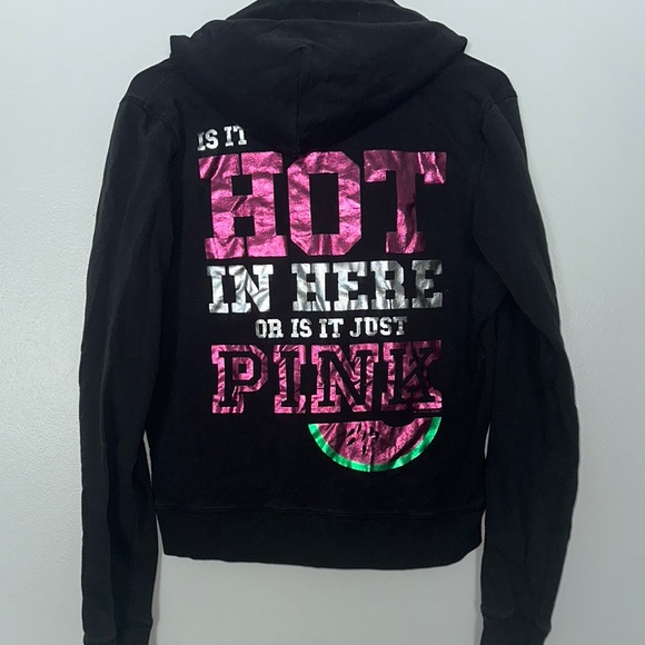 PINK Jackets & Blazers - Victoria's Secret PINK Vintage Black Hoodie with Pink and Silver Text